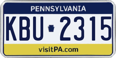 PA license plate KBU2315