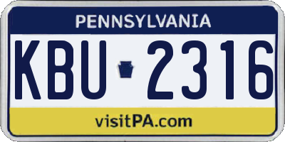 PA license plate KBU2316