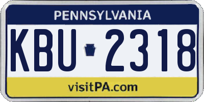 PA license plate KBU2318