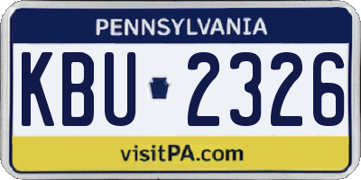 PA license plate KBU2326