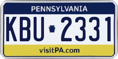 PA license plate KBU2331