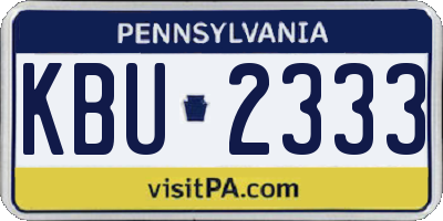 PA license plate KBU2333