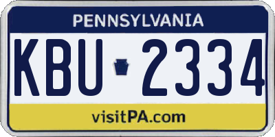 PA license plate KBU2334