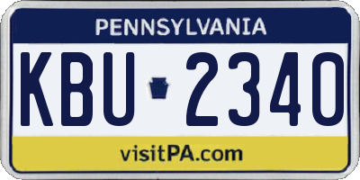 PA license plate KBU2340