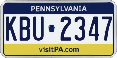 PA license plate KBU2347