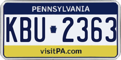 PA license plate KBU2363