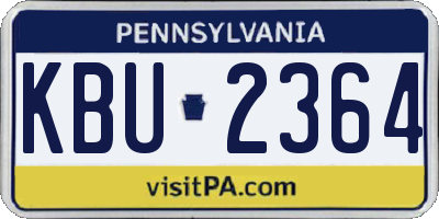 PA license plate KBU2364