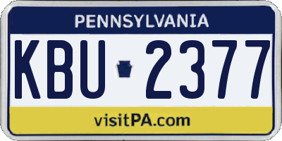 PA license plate KBU2377