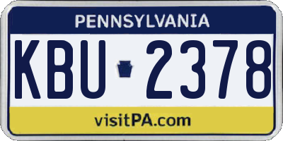PA license plate KBU2378
