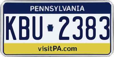 PA license plate KBU2383