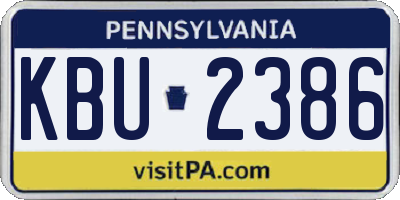 PA license plate KBU2386
