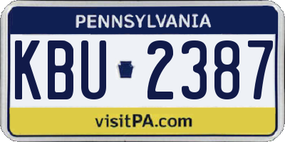 PA license plate KBU2387