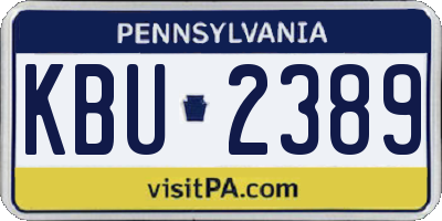 PA license plate KBU2389