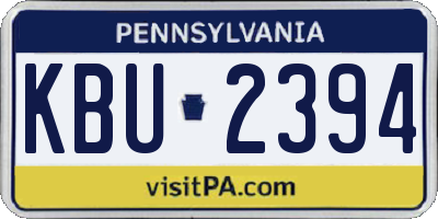 PA license plate KBU2394