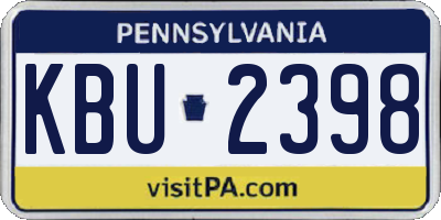 PA license plate KBU2398