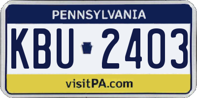 PA license plate KBU2403