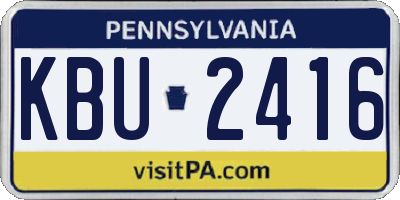 PA license plate KBU2416
