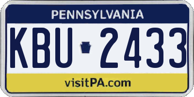 PA license plate KBU2433