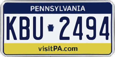 PA license plate KBU2494