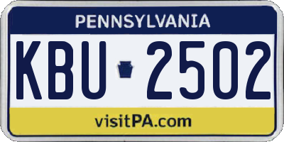 PA license plate KBU2502