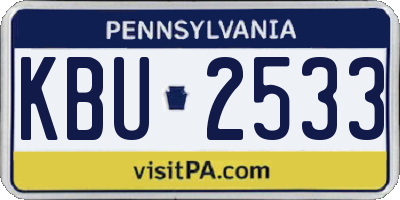 PA license plate KBU2533