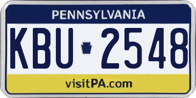 PA license plate KBU2548