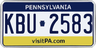 PA license plate KBU2583