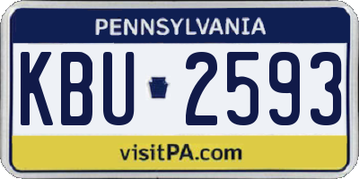 PA license plate KBU2593
