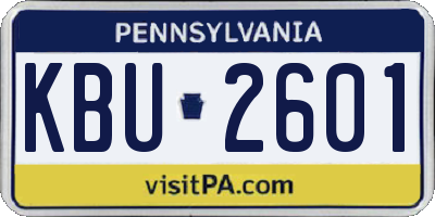 PA license plate KBU2601