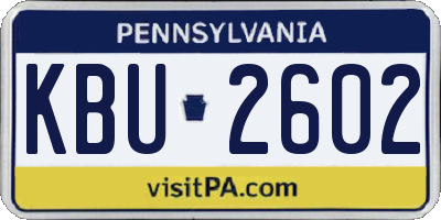 PA license plate KBU2602