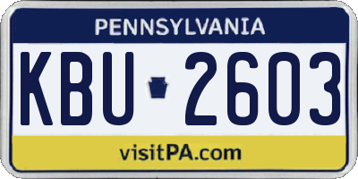 PA license plate KBU2603