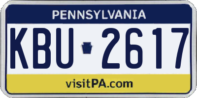PA license plate KBU2617