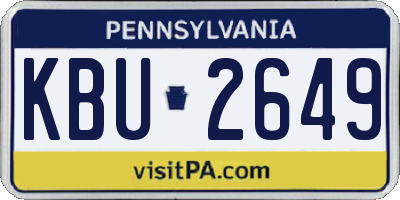 PA license plate KBU2649