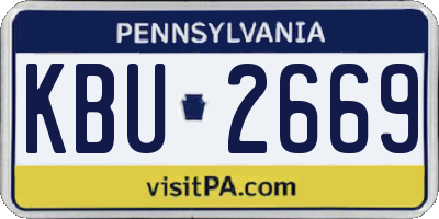 PA license plate KBU2669