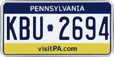 PA license plate KBU2694