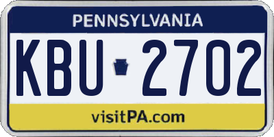 PA license plate KBU2702