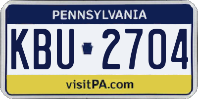 PA license plate KBU2704