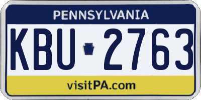 PA license plate KBU2763