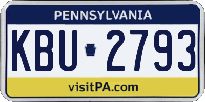 PA license plate KBU2793