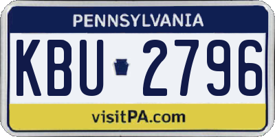 PA license plate KBU2796