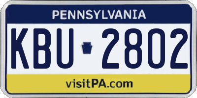 PA license plate KBU2802