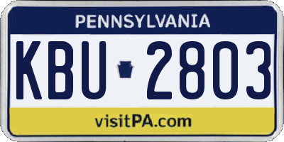 PA license plate KBU2803