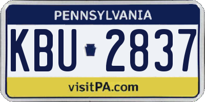 PA license plate KBU2837