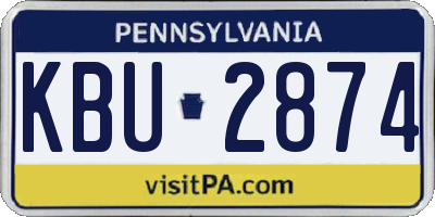 PA license plate KBU2874