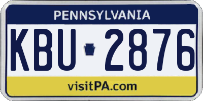 PA license plate KBU2876