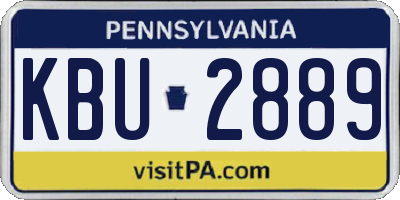 PA license plate KBU2889