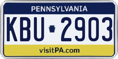 PA license plate KBU2903