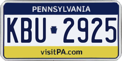 PA license plate KBU2925
