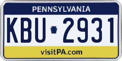 PA license plate KBU2931