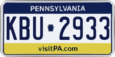 PA license plate KBU2933